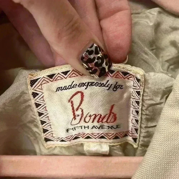 Vintage Bonds Fifth Avenue Belted Jacket Khaki & Cream - Picture 2 of 11